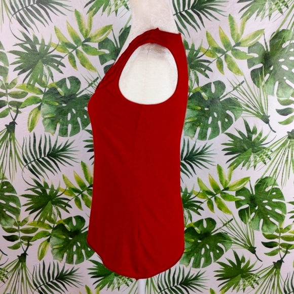 Dark Orange Ruffled Neck Tank Top - Picture 6 of 9